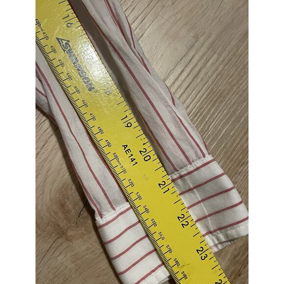 Frank & Eileen Grayson Hero Stripe Cotton Button up Shirt White Pink Sz 2 Small - Picture 10 of 10